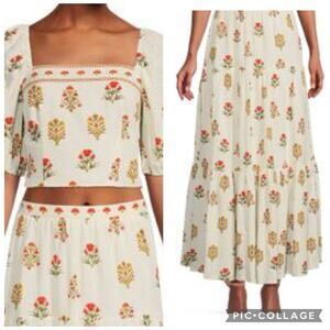 Antonio Melani Isabelle Print Maxi Skirt and Top Set in Pom Flower Size 2